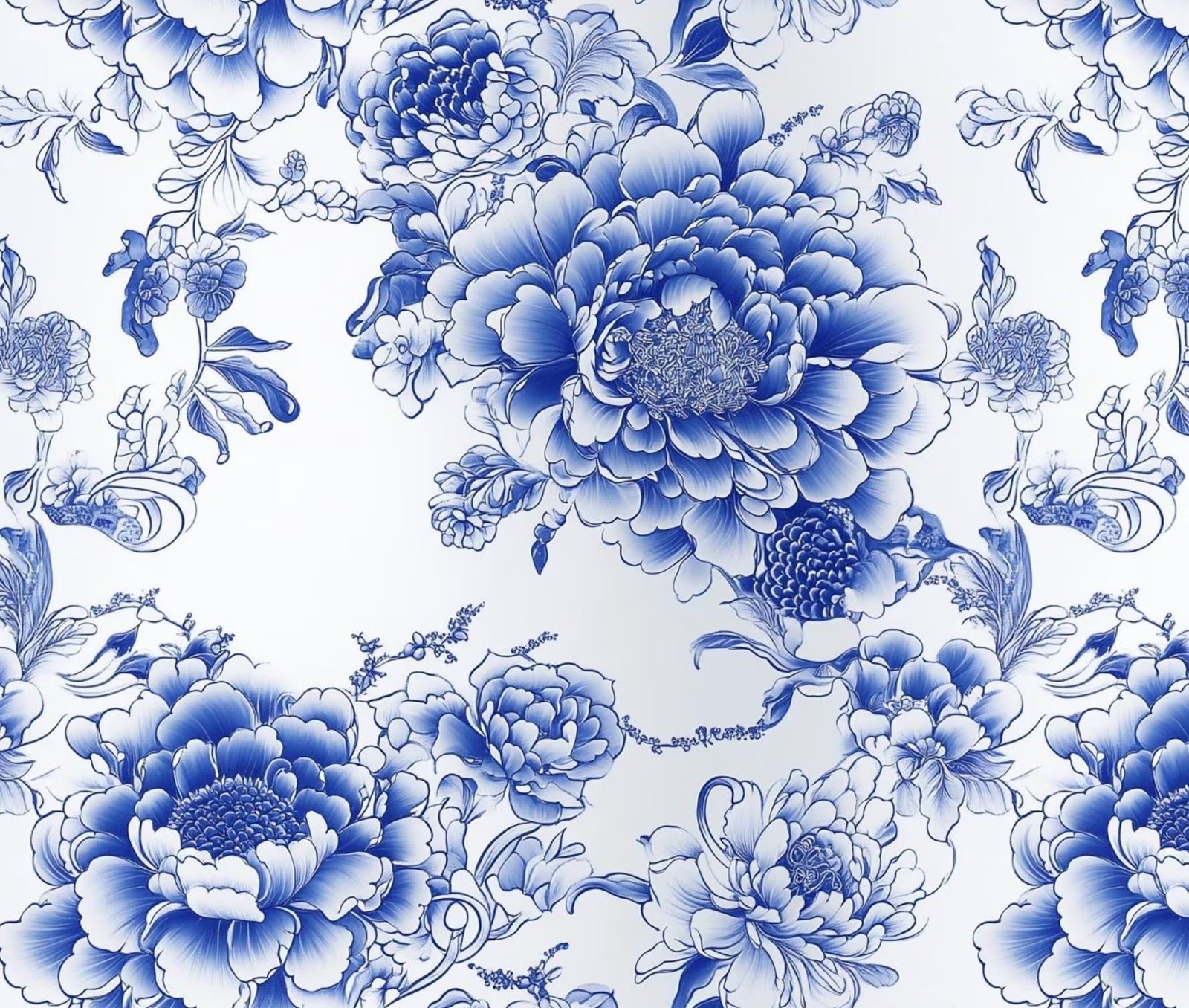 Loyal Blue Porcelain Fabric – Elegant Japanese Style Fine Ceramic Pattern Textile by the Yard