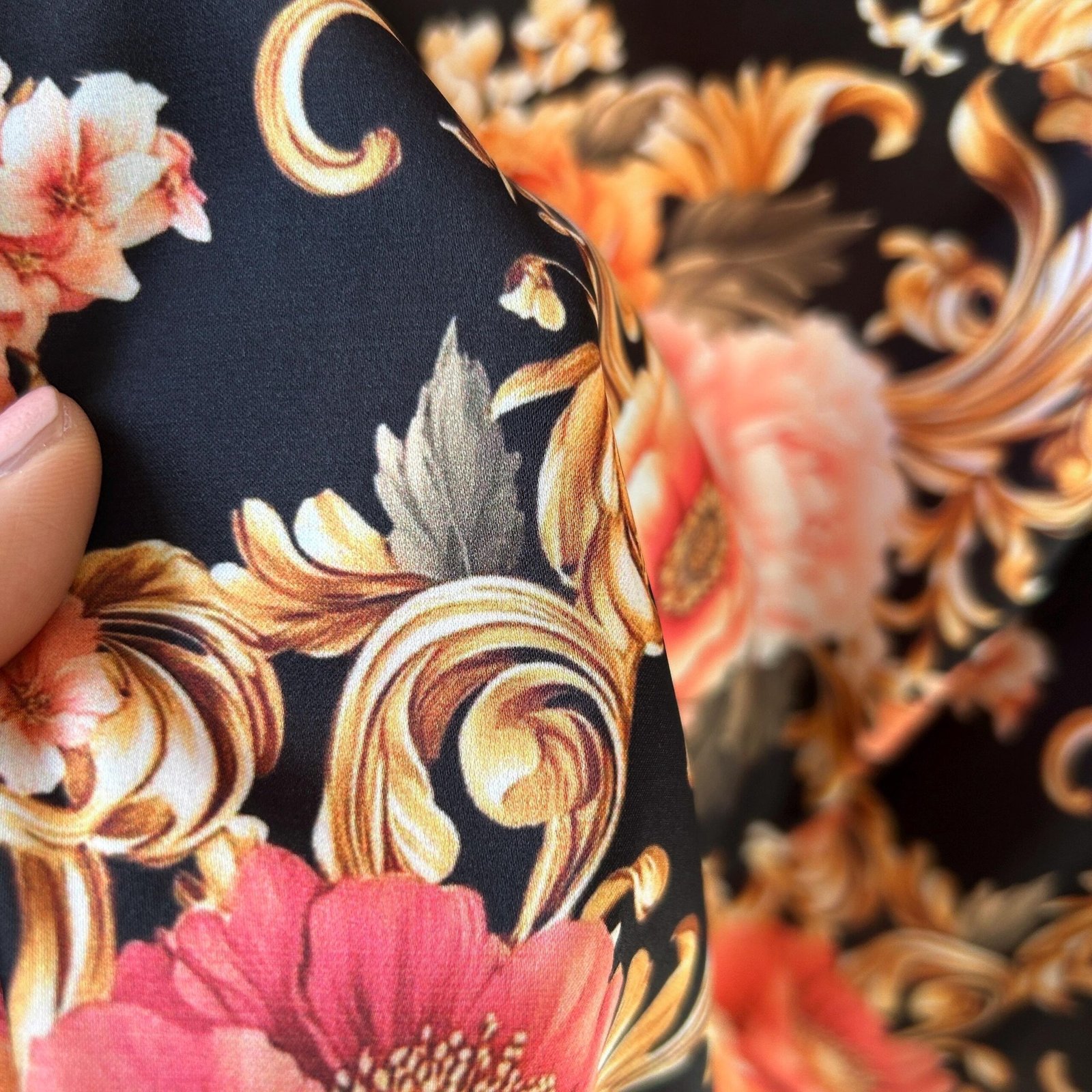Elegant Botanical Bloom Fabric – Luxurious Intricate Floral Pattern Textile by the Yard - Image 3