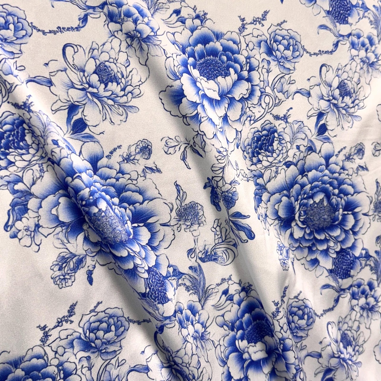 Loyal Blue Porcelain Fabric – Elegant Japanese Style Fine Ceramic Pattern Textile by the Yard - Image 3