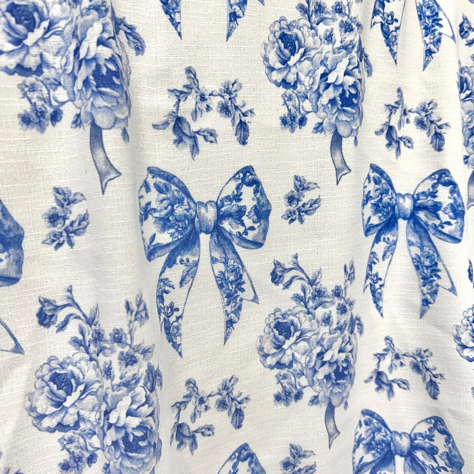 French blue toile fabric of Ribon deco. 60” with fabric by the yard. for toile craft. Vintage Classic. - Image 4