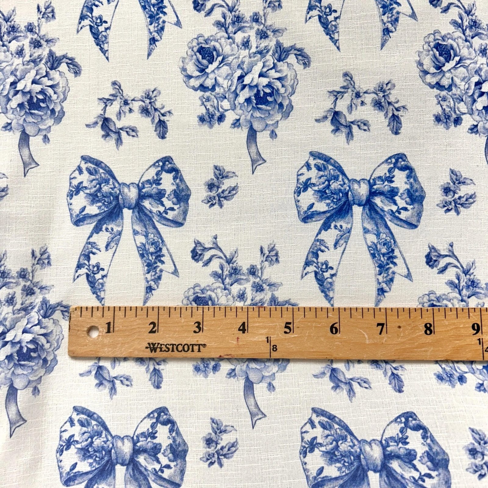 French blue toile fabric of Ribon deco. 60” with fabric by the yard. for toile craft. Vintage Classic. - Image 3