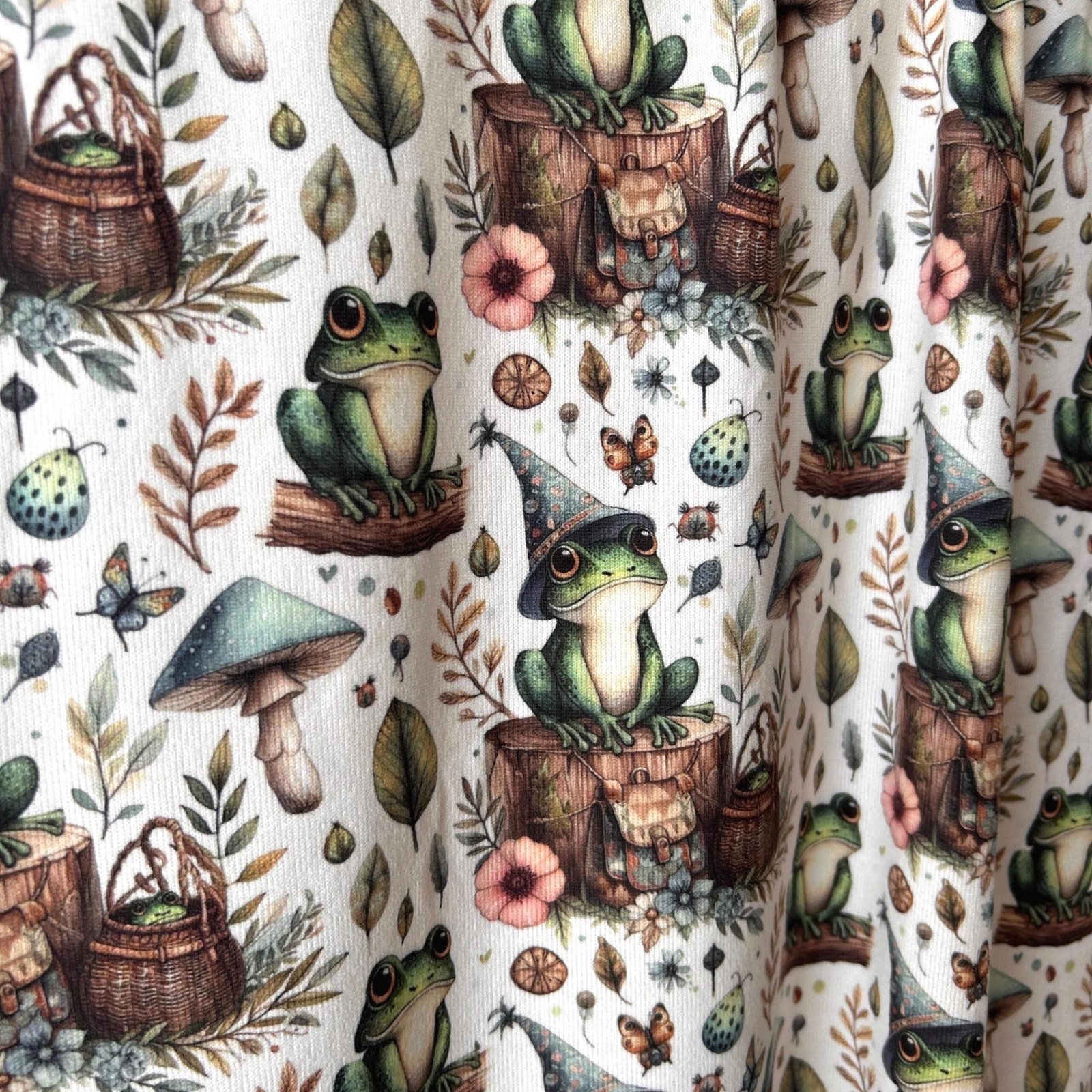Whimsical Woodland Frog Fabric – Cute Forest Creatures Textile by the Yard - Image 4