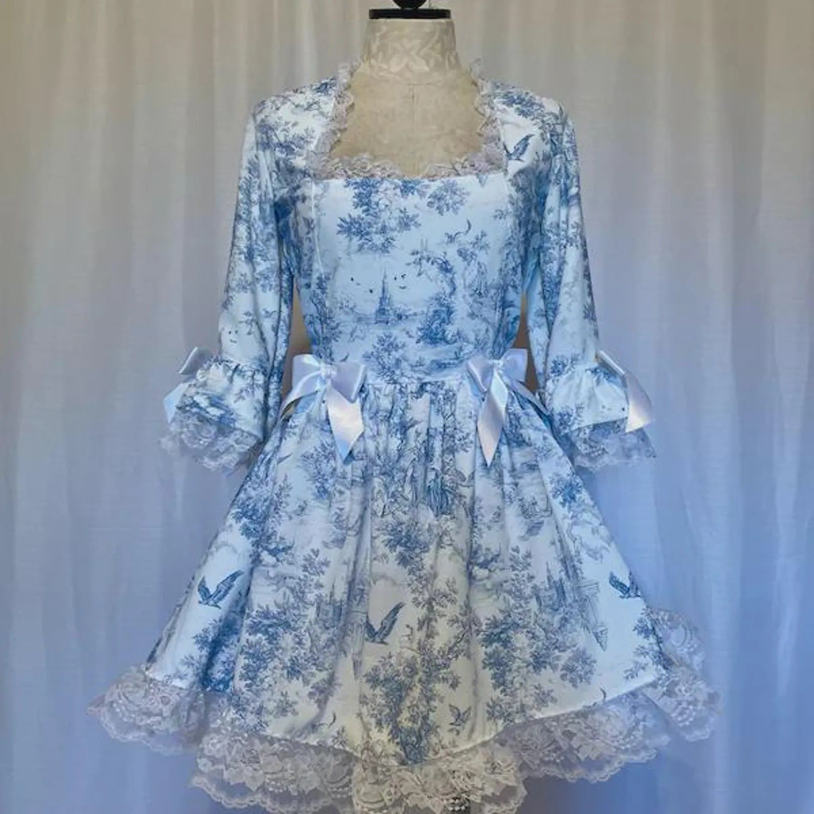 Classic French Blue Toile Fabric – Vintage English Country Garden on White - Image 2
